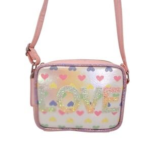 Miss Gwen's OMG Accessories Crossbody Bag Pink New Love Glitter Hearts NWT